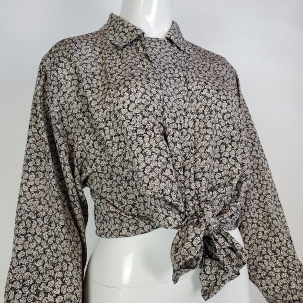Vintage 80's Jaeger Gray Patterned Blouse